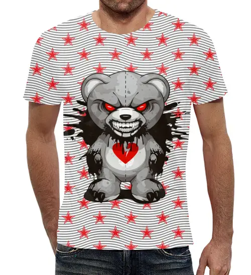 Заказать мужскую футболку в Москве. Футболка с полной запечаткой (мужская) Тедди зомбяшка  от T-shirt print  - готовые дизайны и нанесение принтов.