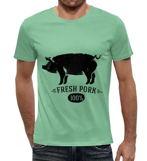 Заказать мужскую футболку в Москве. Футболка с полной запечаткой (мужская) Fresh Pork  от denis01001 - готовые дизайны и нанесение принтов.