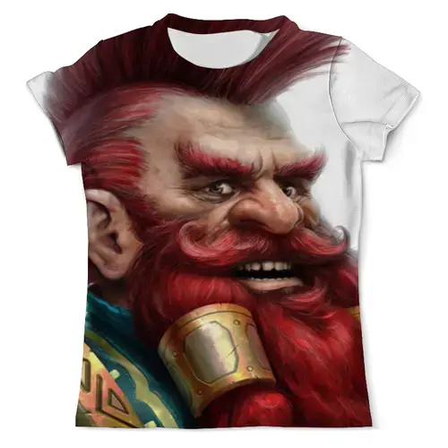 Заказать мужскую футболку в Москве. Футболка с полной запечаткой (мужская) Гном воин от ADMIN MMORPG - готовые дизайны и нанесение принтов.
