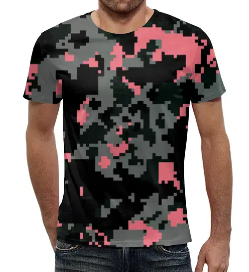 Заказать мужскую футболку в Москве. Футболка с полной запечаткой (мужская) Розовые пиксели от THE_NISE  - готовые дизайны и нанесение принтов.