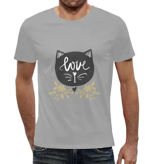 Заказать мужскую футболку в Москве. Футболка с полной запечаткой (мужская)  кошка от THE_NISE  - готовые дизайны и нанесение принтов.