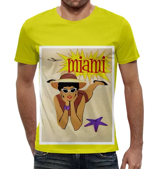Заказать мужскую футболку в Москве. Футболка с полной запечаткой (мужская) Майами от acidhouses - готовые дизайны и нанесение принтов.