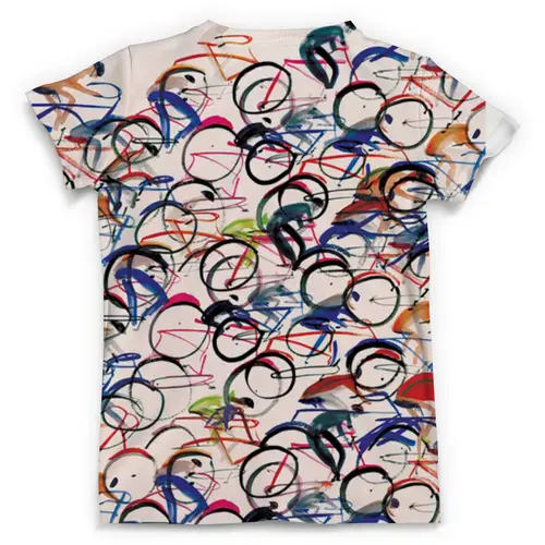 Заказать мужскую футболку в Москве. Футболка с полной запечаткой (мужская) Велосипедисты от ПРИНТЫ ПЕЧАТЬ  - готовые дизайны и нанесение принтов.