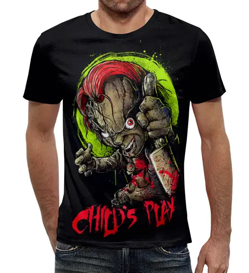 Заказать мужскую футболку в Москве. Футболка с полной запечаткой (мужская) Chucky (Child's Play) от balden - готовые дизайны и нанесение принтов.