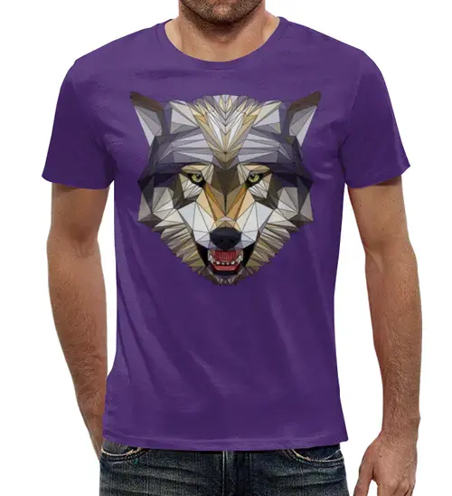 Заказать мужскую футболку в Москве. Футболка с полной запечаткой (мужская) Волк  от T-shirt print  - готовые дизайны и нанесение принтов.