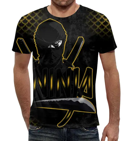Заказать мужскую футболку в Москве. Футболка с полной запечаткой (мужская) NINJA от Алексс Неро - готовые дизайны и нанесение принтов.