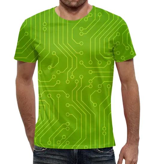 Заказать мужскую футболку в Москве. Футболка с полной запечаткой (мужская) Зелёная плата от THE_NISE  - готовые дизайны и нанесение принтов.