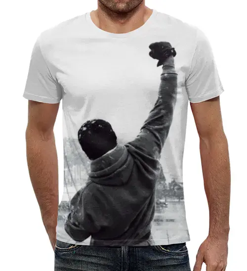Заказать мужскую футболку в Москве. Футболка с полной запечаткой (мужская) Рокки от skynatural - готовые дизайны и нанесение принтов.