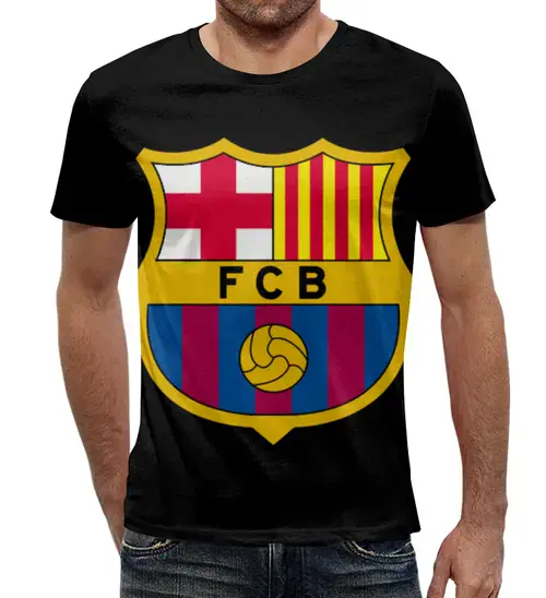 Заказать мужскую футболку в Москве. Футболка с полной запечаткой (мужская) Барселона от queen  - готовые дизайны и нанесение принтов.