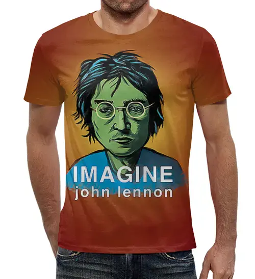 Заказать мужскую футболку в Москве. Футболка с полной запечаткой (мужская) Джон Леннон (1) от ПРИНТЫ ПЕЧАТЬ  - готовые дизайны и нанесение принтов.