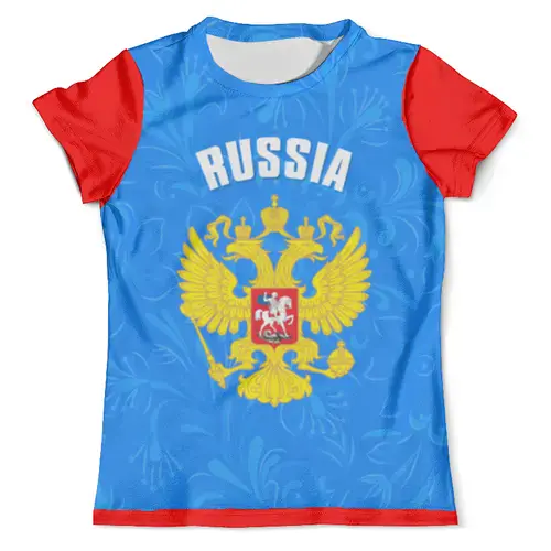Заказать мужскую футболку в Москве. Футболка с полной запечаткой (мужская) Россия от Vita Lobas - готовые дизайны и нанесение принтов.