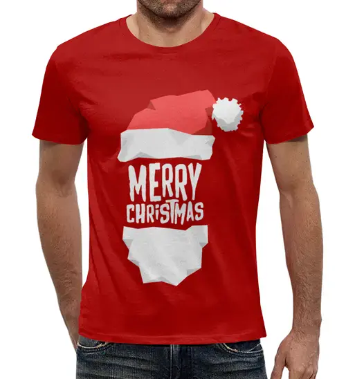 Заказать мужскую футболку в Москве. Футболка с полной запечаткой (мужская) Merry Christmas от megashmot - готовые дизайны и нанесение принтов.