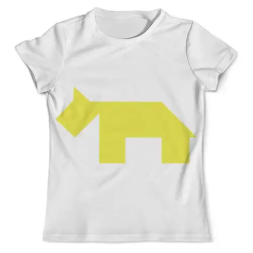 Заказать мужскую футболку в Москве. Футболка с полной запечаткой (мужская) Жёлтая собака танграм от namormai@mail.ru - готовые дизайны и нанесение принтов.