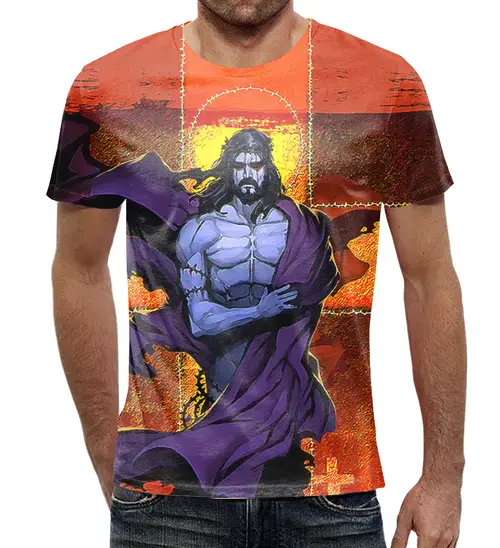 Заказать мужскую футболку в Москве. Футболка с полной запечаткой (мужская) Иисус Христос   от ПРИНТЫ ПЕЧАТЬ  - готовые дизайны и нанесение принтов.