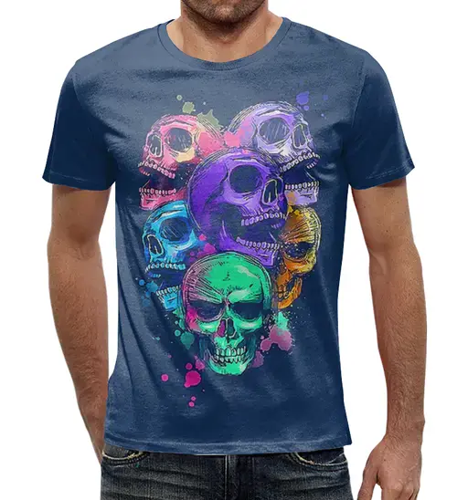 Заказать мужскую футболку в Москве. Футболка с полной запечаткой (мужская) Skulls  от ПРИНТЫ ПЕЧАТЬ  - готовые дизайны и нанесение принтов.