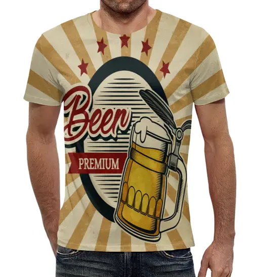 Заказать мужскую футболку в Москве. Футболка с полной запечаткой (мужская) Beer Premium от acidhouses - готовые дизайны и нанесение принтов.