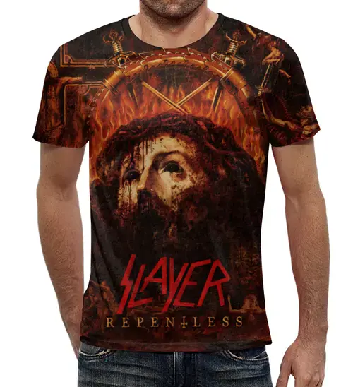 Заказать мужскую футболку в Москве. Футболка с полной запечаткой (мужская) Slayer Repentless 2015 (1) от Илья - готовые дизайны и нанесение принтов.