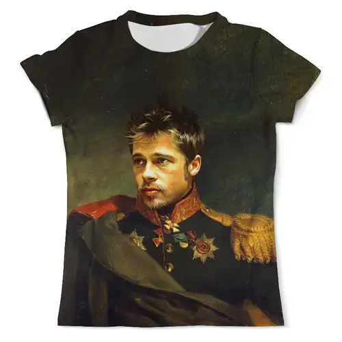 Заказать мужскую футболку в Москве. Футболка с полной запечаткой (мужская) Brad Pitt от ПРИНТЫ ПЕЧАТЬ  - готовые дизайны и нанесение принтов.