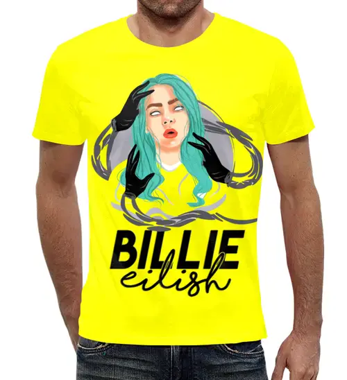 Заказать мужскую футболку в Москве. Футболка с полной запечаткой (мужская) Billie Eilish( Билли Айлиш)  от T-shirt print  - готовые дизайны и нанесение принтов.