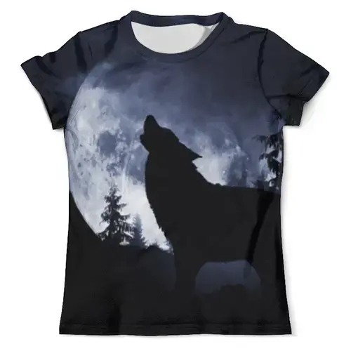 Заказать мужскую футболку в Москве. Футболка с полной запечаткой (мужская) Wolf Moon от  PRO_DESIGN - готовые дизайны и нанесение принтов.