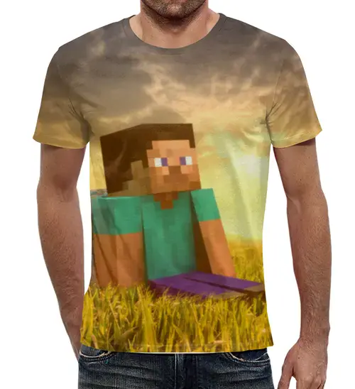 Заказать мужскую футболку в Москве. Футболка с полной запечаткой (мужская) Minecraft от Just Paul - готовые дизайны и нанесение принтов.