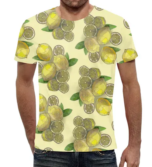 Заказать мужскую футболку в Москве. Футболка с полной запечаткой (мужская) Лимоны с лимонами от t_interior@mail.ru - готовые дизайны и нанесение принтов.