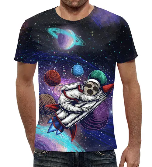 Заказать мужскую футболку в Москве. Футболка с полной запечаткой (мужская) Астронавт   от T-shirt print  - готовые дизайны и нанесение принтов.