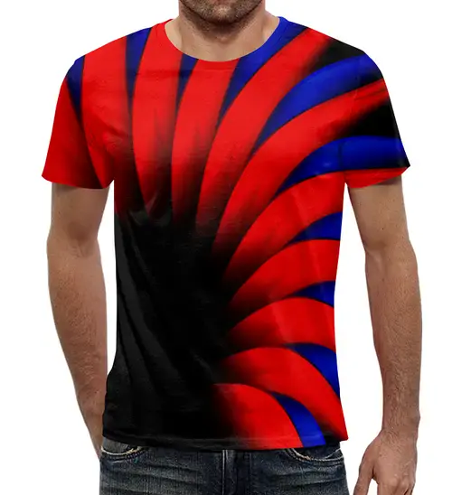 Заказать мужскую футболку в Москве. Футболка с полной запечаткой (мужская) Сине-красный от THE_NISE  - готовые дизайны и нанесение принтов.