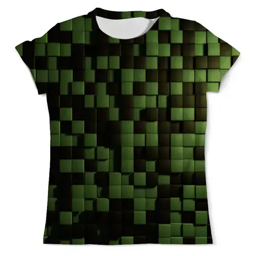 Заказать мужскую футболку в Москве. Футболка с полной запечаткой (мужская) Зеленые кубики от Fonzo - готовые дизайны и нанесение принтов.