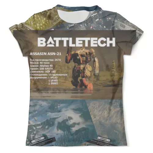 Заказать мужскую футболку в Москве. Футболка с полной запечаткой (мужская) Battletech от Рашид  - готовые дизайны и нанесение принтов.