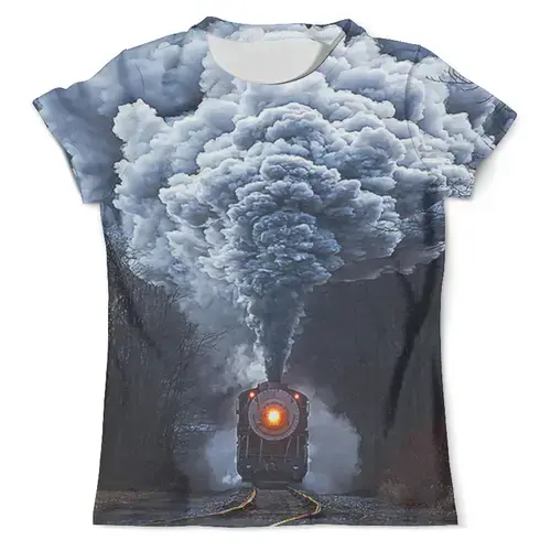 Заказать мужскую футболку в Москве. Футболка с полной запечаткой (мужская) Поезд   от T-shirt print  - готовые дизайны и нанесение принтов.