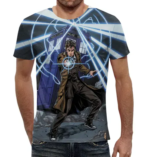 Заказать мужскую футболку в Москве. Футболка с полной запечаткой (мужская) Doctor Who от balden - готовые дизайны и нанесение принтов.