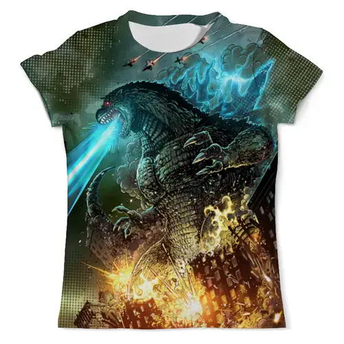Заказать мужскую футболку в Москве. Футболка с полной запечаткой (мужская) Godzilla Design от balden - готовые дизайны и нанесение принтов.