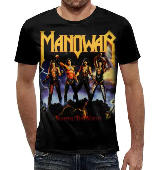 Заказать мужскую футболку в Москве. Футболка с полной запечаткой (мужская) Manowar от geekbox - готовые дизайны и нанесение принтов.