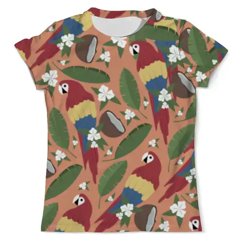 Заказать мужскую футболку в Москве. Футболка с полной запечаткой (мужская) Попугайчики от megashmot - готовые дизайны и нанесение принтов.