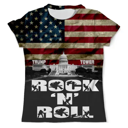 Заказать мужскую футболку в Москве. Футболка с полной запечаткой (мужская) Трамп от multikot - готовые дизайны и нанесение принтов.