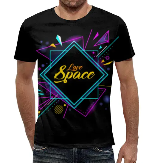 Заказать мужскую футболку в Москве. Футболка с полной запечаткой (мужская) Love Space от The Spaceway  - готовые дизайны и нанесение принтов.