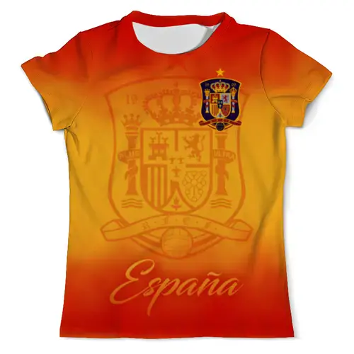 Заказать мужскую футболку в Москве. Футболка с полной запечаткой (мужская) Сборная Испании от geekbox - готовые дизайны и нанесение принтов.