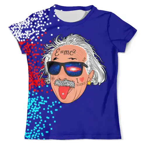 Заказать мужскую футболку в Москве. Футболка с полной запечаткой (мужская) Альберт Эйнштейн   от T-shirt print  - готовые дизайны и нанесение принтов.