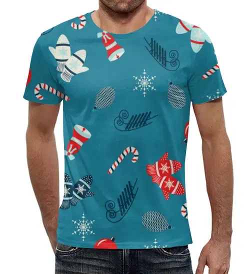 Заказать мужскую футболку в Москве. Футболка с полной запечаткой (мужская) Новогодние подарки от THE_NISE  - готовые дизайны и нанесение принтов.