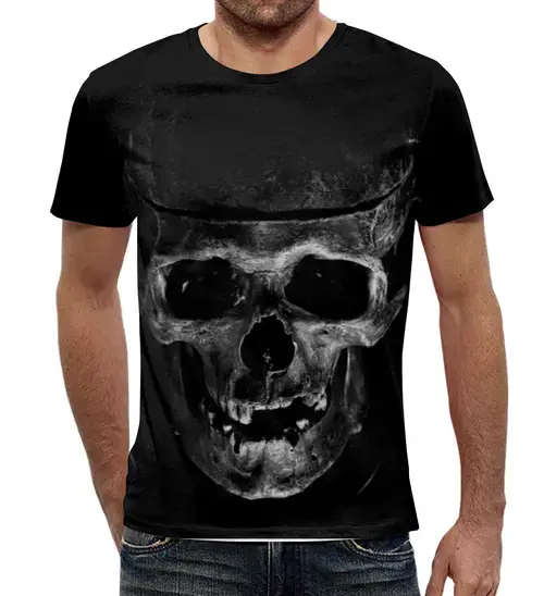 Заказать мужскую футболку в Москве. Футболка с полной запечаткой (мужская) Skull от vphone - готовые дизайны и нанесение принтов.