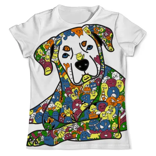 Заказать мужскую футболку в Москве. Футболка с полной запечаткой (мужская) собака  из дудл монстров от Игма - готовые дизайны и нанесение принтов.