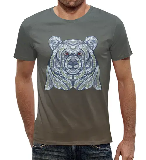 Заказать мужскую футболку в Москве. Футболка с полной запечаткой (мужская) Ethnic bear от T-shirt print  - готовые дизайны и нанесение принтов.