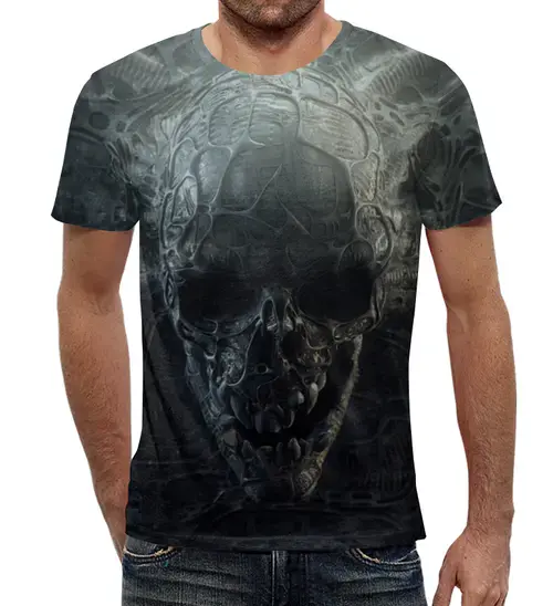 Заказать мужскую футболку в Москве. Футболка с полной запечаткой (мужская) Skull от Антонио Венце - готовые дизайны и нанесение принтов.