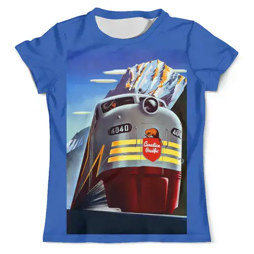Заказать мужскую футболку в Москве. Футболка с полной запечаткой (мужская) Ретро поезд  от T-shirt print  - готовые дизайны и нанесение принтов.