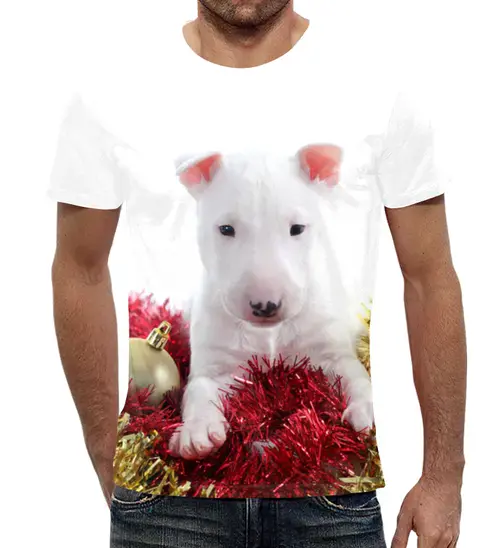 Заказать мужскую футболку в Москве. Футболка с полной запечаткой (мужская) Собачка от THE_NISE  - готовые дизайны и нанесение принтов.