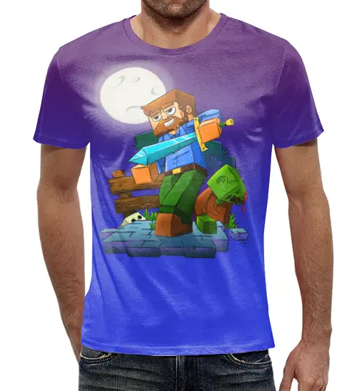 Заказать мужскую футболку в Москве. Футболка с полной запечаткой (мужская) Minecraft_ от balden - готовые дизайны и нанесение принтов.