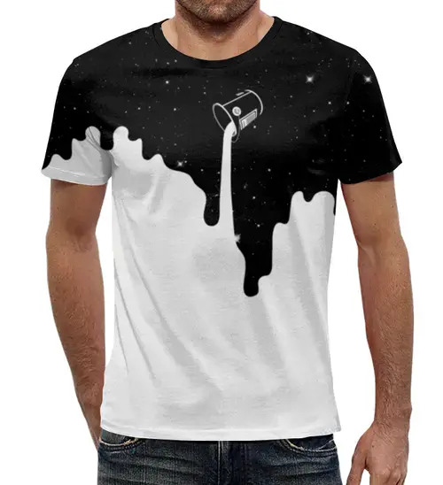 Заказать мужскую футболку в Москве. Футболка с полной запечаткой (мужская) Космическая краска от ISliM - готовые дизайны и нанесение принтов.