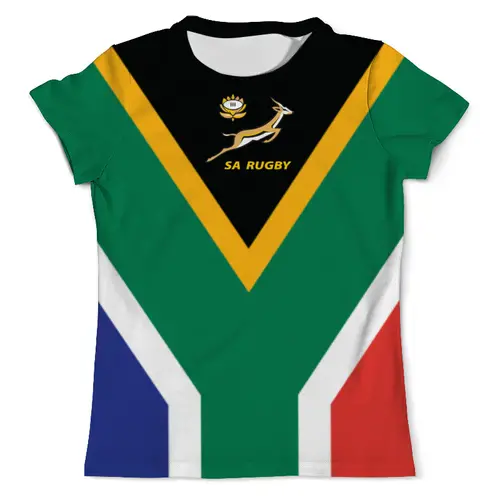Заказать мужскую футболку в Москве. Футболка с полной запечаткой (мужская) ЮАР регби от rugby - готовые дизайны и нанесение принтов.