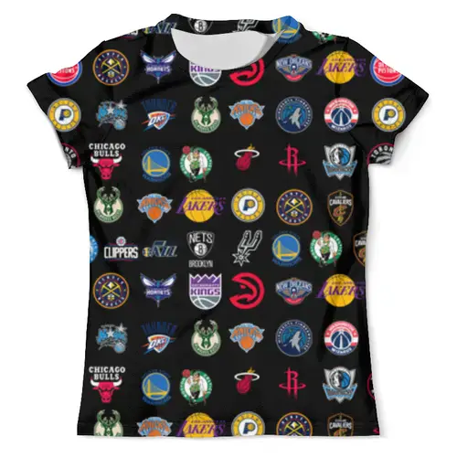 Заказать мужскую футболку в Москве. Футболка с полной запечаткой (мужская) NBA [1] от Карусель Фартуны - готовые дизайны и нанесение принтов.